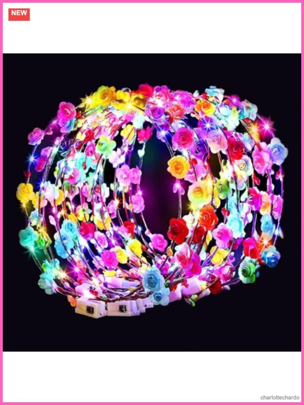 LED Flower Crown Headbands Light Up Glow Party Favor Set of 54